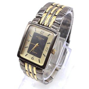 LA Express Watch Mens Silver Tone Stainless Steel Elegant Rectangle Quartz Dial